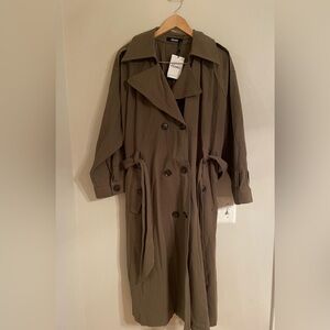 NWT- Kosmios Trench Cotton Jacket/ Coat Size Large Green